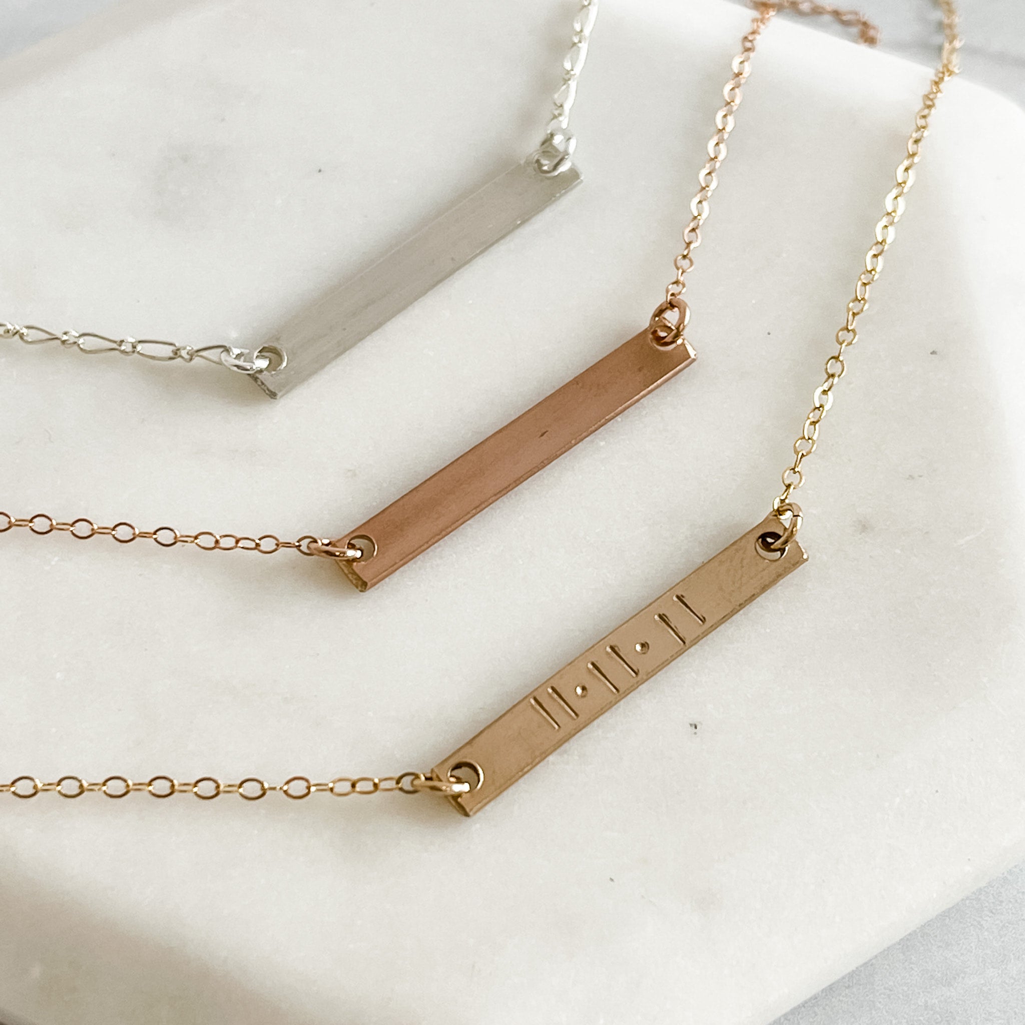 Swiss Gold Bar Necklace Reversble Custom Gold Bar Necklace