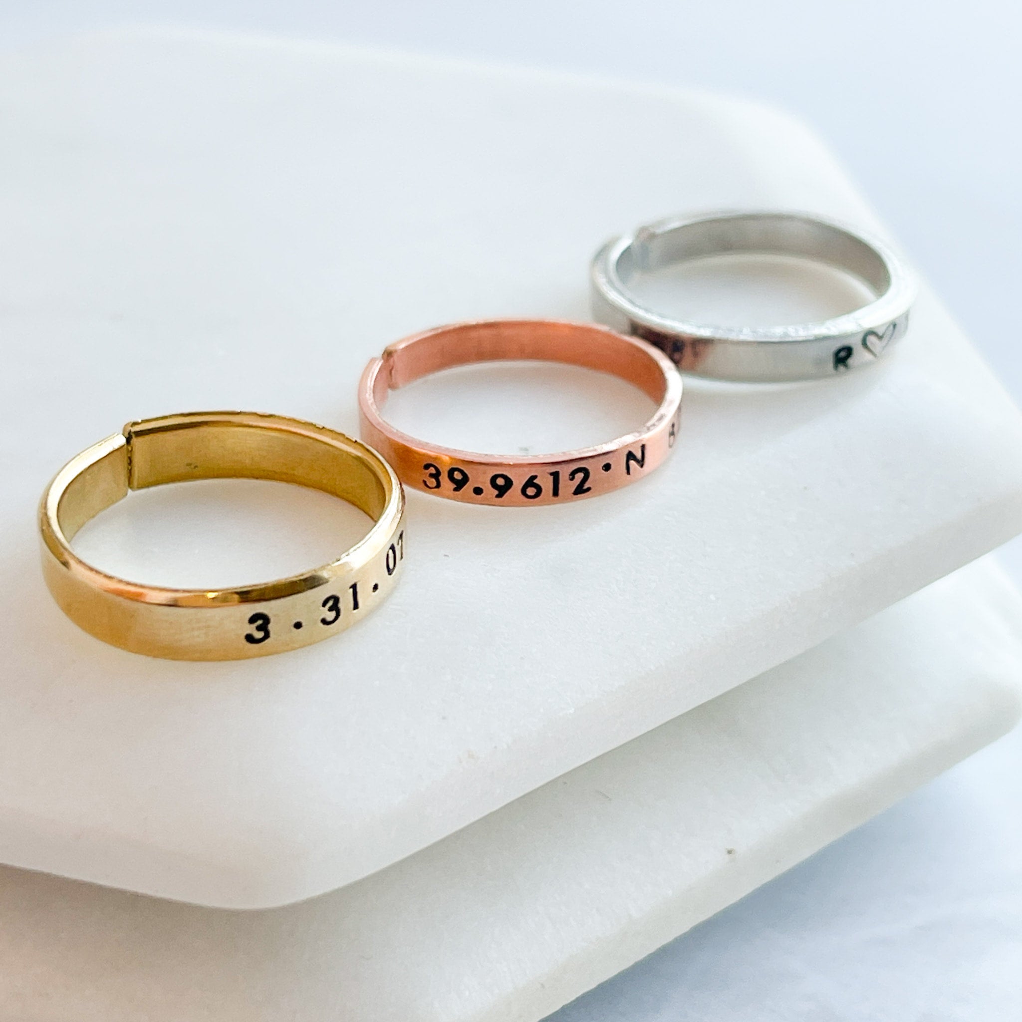 Custom stamped rings sales