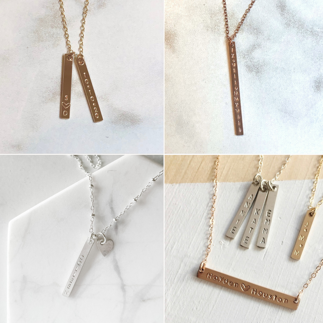 Personalized vertical bar necklace hot sale